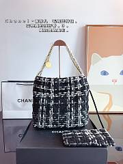 Chanel Lambskin Tweed Tote Bag Black White 29CM - 3