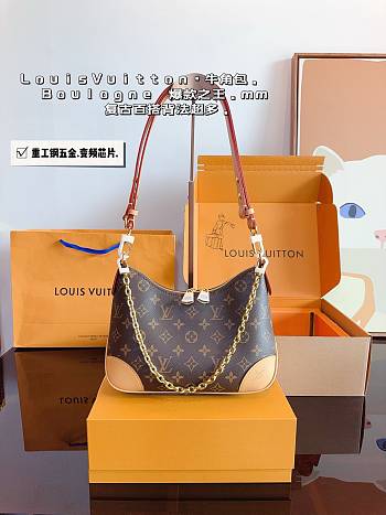 LV Boulogne Handbag Brown Size 29x16x9cm