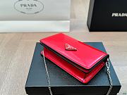Prada Red Logo-Plaque Micro Leather 19x12x5cm - 4