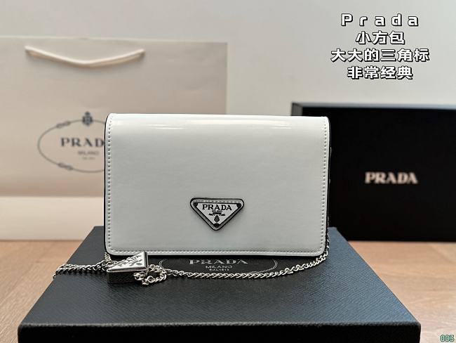 Prada White Logo-Plaque Micro Leather 19x12x5cm - 1