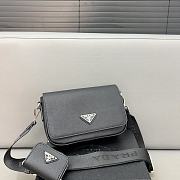 Prada Black Saffian Leather Bag Size 22x14x5cm - 6