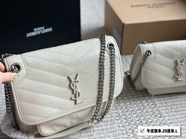 YSL Mediium Niki Shoulder White Bag 28CM - 1