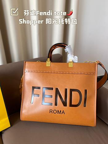 Fendi Sunshine Medium Orange Leather Shopper 35x17x31CM