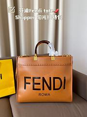 Fendi Sunshine Medium Orange Leather Shopper 35x17x31CM - 4