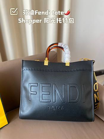 Fendi Sunshine Medium Black Leather Shopper 35x17x31CM