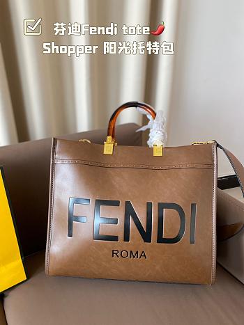 Fendi Sunshine Medium Brown Leather Shopper 35x17x31CM