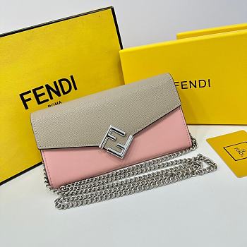 Fendi Wallet Continental With Chain FF Pink 18x9x3CM