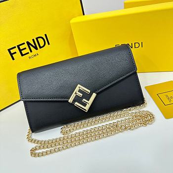 Fendi Wallet Continental With Chain FF Black 18x9x3CM
