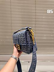 Fendi Baguette Dark Blue FF Chenille Bag Size 27x6x15CM - 2