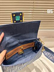 Fendi Baguette Dark Blue FF Chenille Bag Size 27x6x15CM - 3