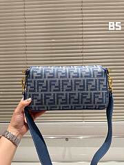 Fendi Baguette Dark Blue FF Chenille Bag Size 27x6x15CM - 5