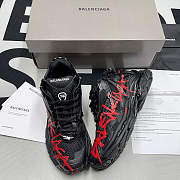 Balenciaga Runner Graffiti Sneaker in black and red mesh and nylon 677403W3RBQ1060 - 1