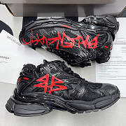 Balenciaga Runner Graffiti Sneaker in black and red mesh and nylon 677403W3RBQ1060 - 2
