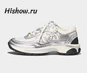 Chanel Fabric & Laminated White & Silver Low Top Sneakers - 1