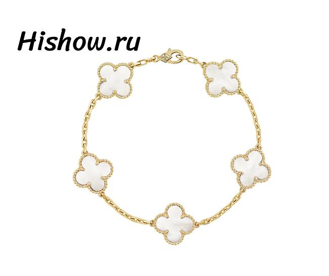 Van Cleef Vintage Alhambra Bracelet Gold 5 Motifs White - 1