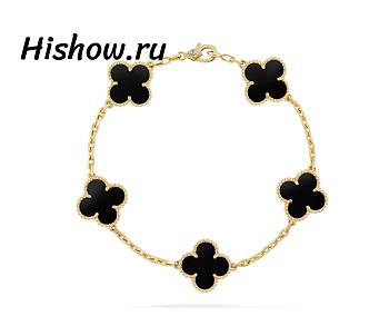 Van Cleef Vintage Alhambra Bracelet Gold 5 Motifs Black