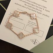 Van Cleef Vintage Alhambra Bracelet Rose Gold 5 Motifs White - 4