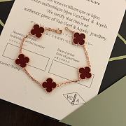 Van Cleef Vintage Alhambra Bracelet Rose Gold 5 Motifs Red - 2