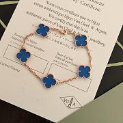 Van Cleef Vintage Alhambra Bracelet Rose Gold 5 Motifs Blue - 2