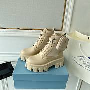 Prada Monolith leather and Re-Nylon boots with Pouch Beige - 1