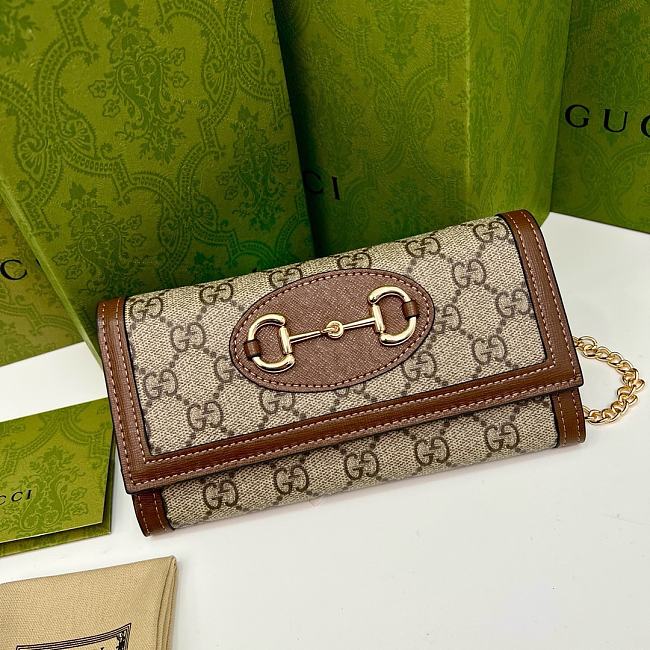 Gucci Horsebit 1955 Wallet with Chain Beige Size 19x10x4cm - 1