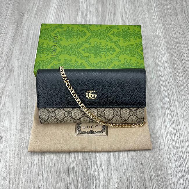 Gucci Marmont Bi-color Chain Wallet Black Size 19x10CM - 1