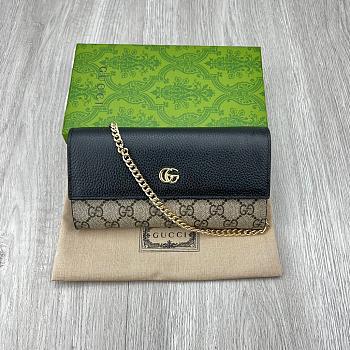 Gucci Marmont Bi-color Chain Wallet Black Size 19x10CM