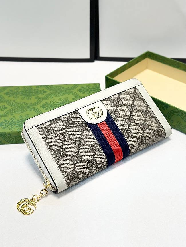 Gucci Ophidia Zip Around Wallet White Size 19x11X3CM - 1