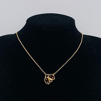 Van Cleef Gold Lucky Spring Pendant Open Wings Ladybug Black