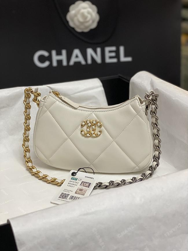 Chanel Hobo Bag White Aged Calfskin Brushed 23x13x5CM - 1