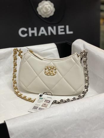 Chanel Hobo Bag White Aged Calfskin Brushed 23x13x5CM