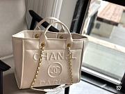 Chanel Deauville Line Canvas Tote Bag White 38x29x20cm - 5