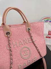 Chanel Deauville Line Canvas Tote Bag Pink 38x29x20cm - 6