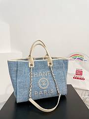 Chanel Deauville Line Canvas Tote Bag Denim 38x29x20cm - 1
