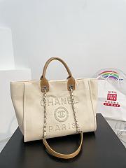 Chanel Deauville Line Canvas Tote Bag Cream 38x29x20cm - 1