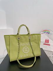 Chanel Deauville Line Canvas Tote Bag Green 38x29x20cm - 1