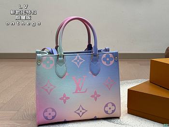 LV Onthego Replica Tote Blue Pink 25x19x15CM