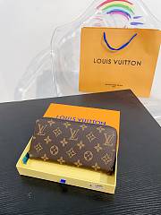 LV Clutch Wallet Plaid Pattern Brown 10x20x2cm - 1