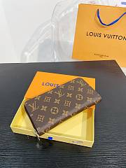 LV Clutch Wallet Plaid Pattern Brown 10x20x2cm - 4