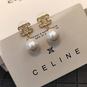 Celine Earrings Gold Pearl 062#307