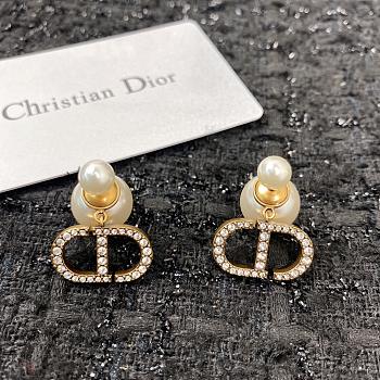 Dior Earrings Gold Pearl 063#307