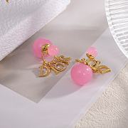 Dior Earrings Gold Pink 025#307 - 4
