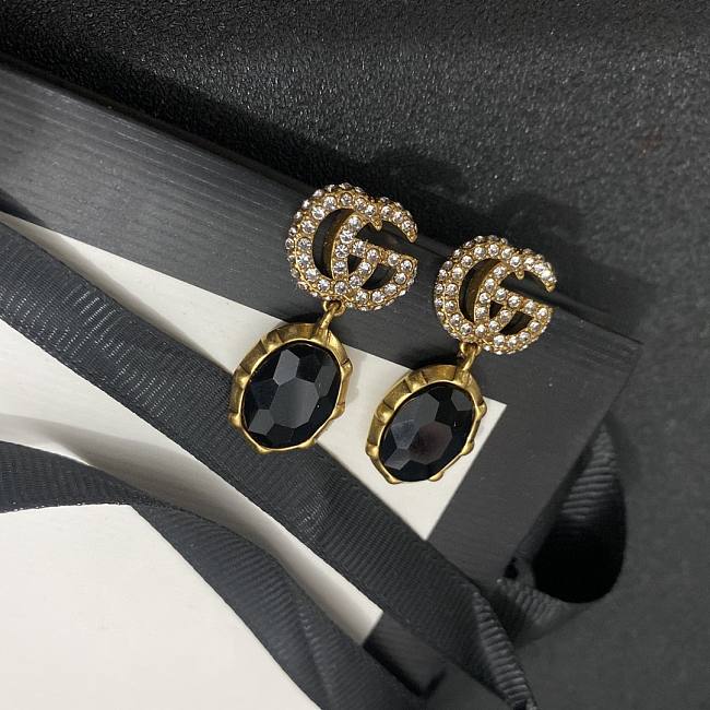 Gucci Earrings Gold Black 049#307 - 1