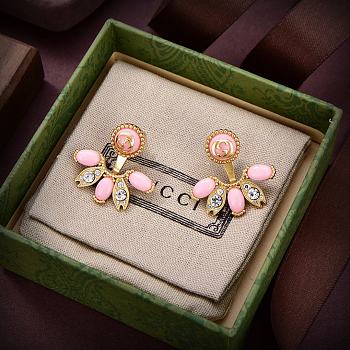 Gucci Earrings Gold Pink 075#307
