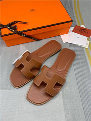 Hermes Oran Sandal Brown Leather - 6