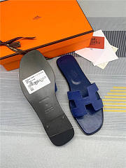 Hermes Oran Sandal Dark Blue Calfskin - 2