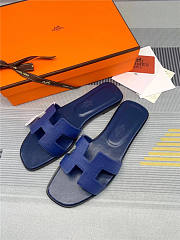 Hermes Oran Sandal Dark Blue Calfskin - 3