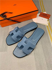 Hermes Oran Sandal Navy Leather - 5