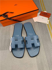 Hermes Oran Sandal Navy Leather - 6