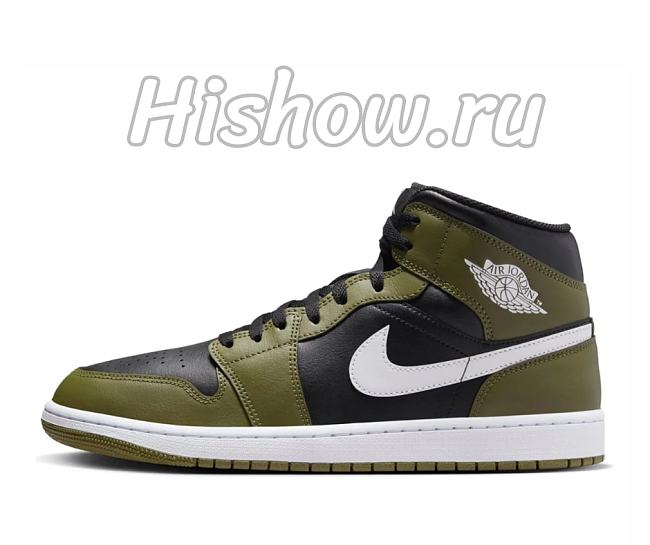 Air Jordan 1 Mid Black White Olive BQ8426-092 - 1